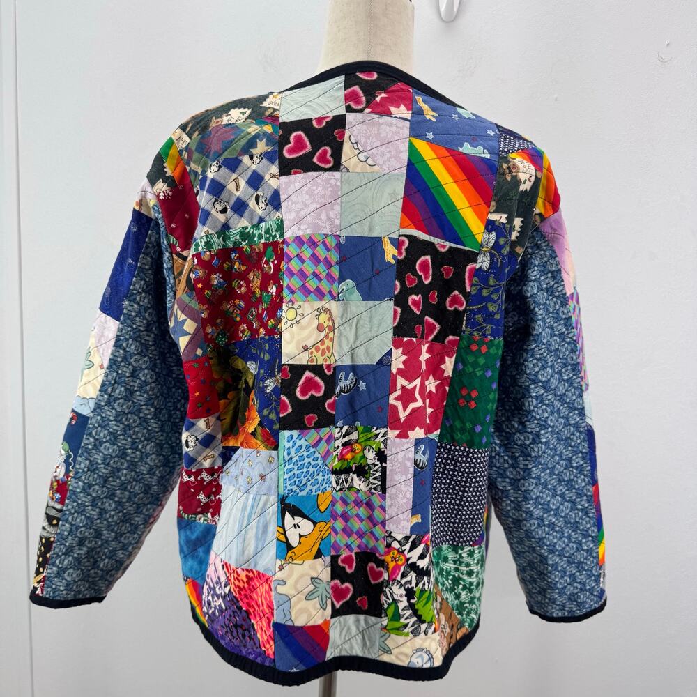 Women Upcycled Multi Colored Patchwork Quilted Ca… - image 3